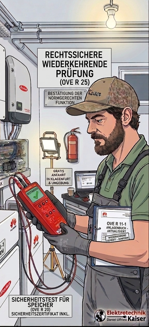 Wiederkehrende Elektrische Überprüfung Ihrer PV-Anlage & Speicher (OVE R 25)