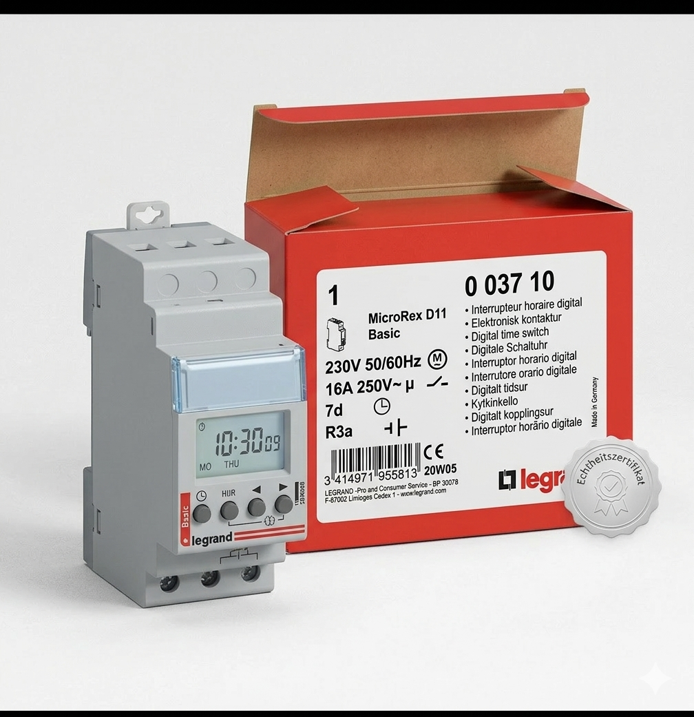 Legrand MicroRex D11 Basic – Digitale Wochenzeitschaltuhr (003710)